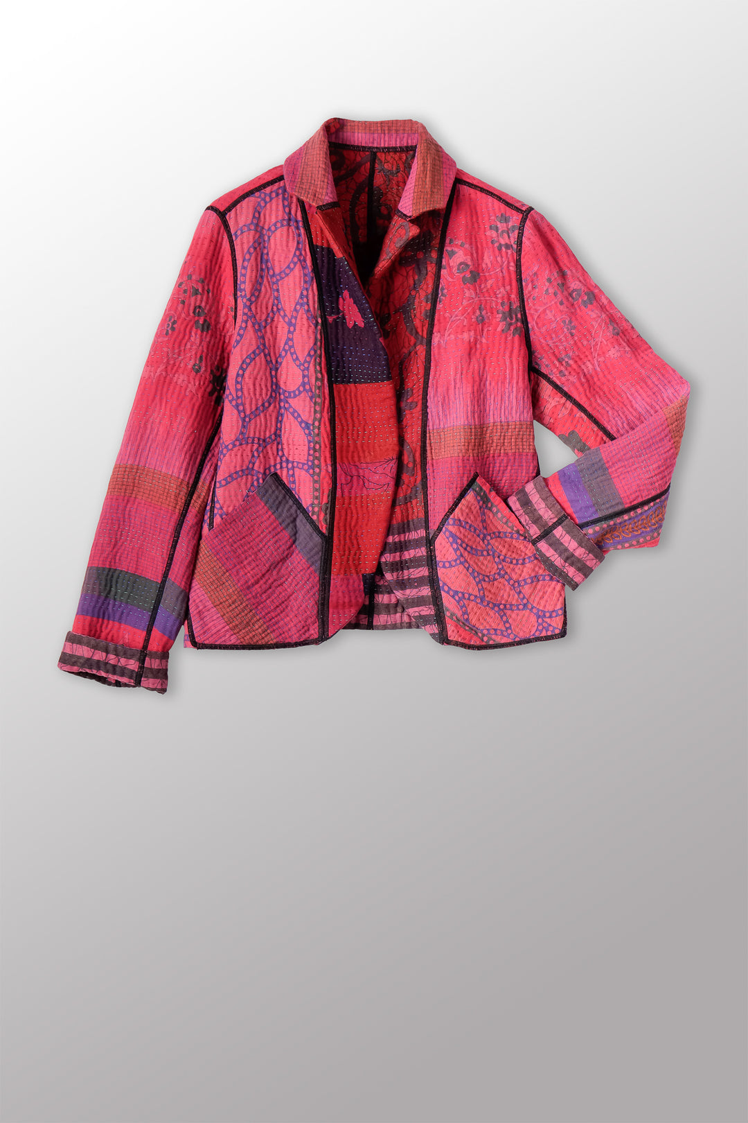 COTTON OVERDYE KANTHA CROPPED BASIC JACKET - ov4096-cred001m -