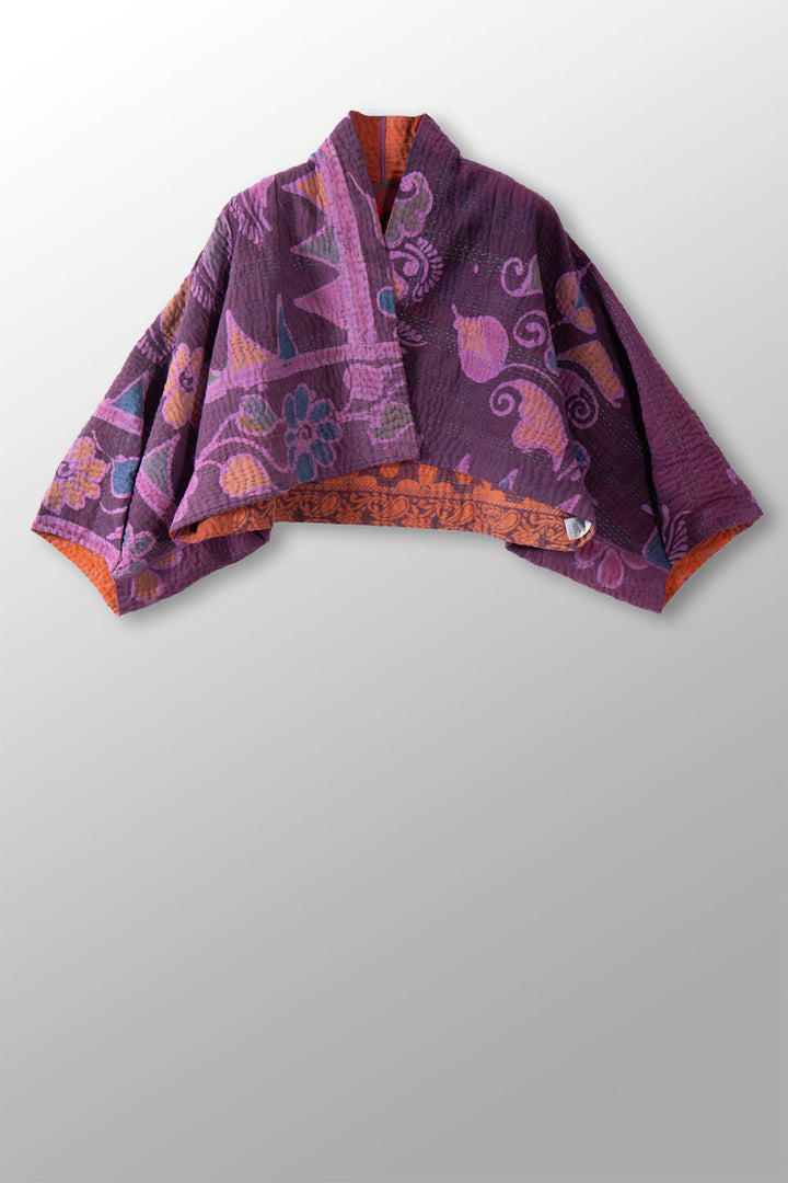 COTTON OVERDYE KANTHA PUFF SLV. SHRUG - ov4062-cprp006a -
