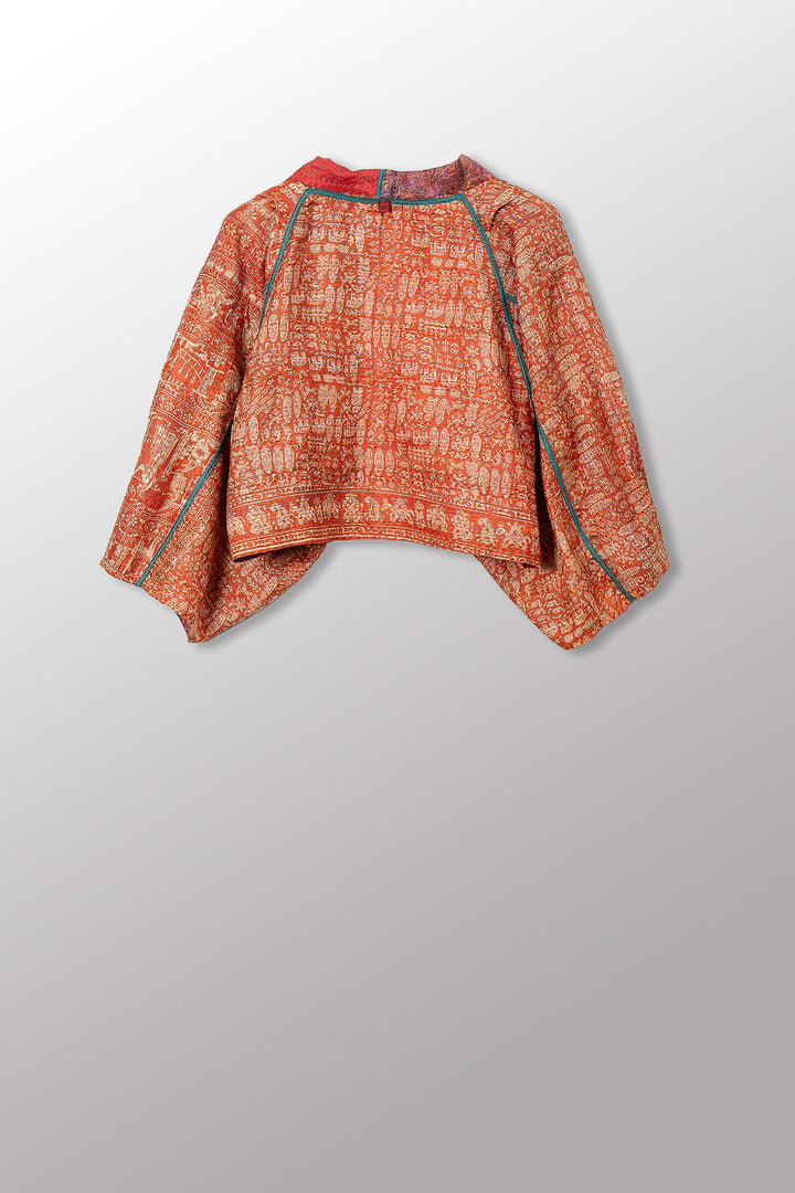 VINTAGE SILK KANTHA PUFF SLV. SHRUG - sv2062-0029a -