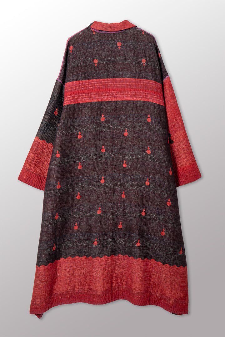 COTTON OVERDYE KANTHA OVERSIZED COAT - ov4326-cred001a -