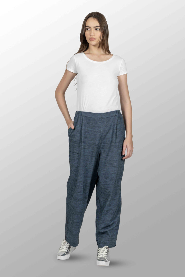 DENIM KNEE DARTS PANTS - bl-dn1667-nvy -