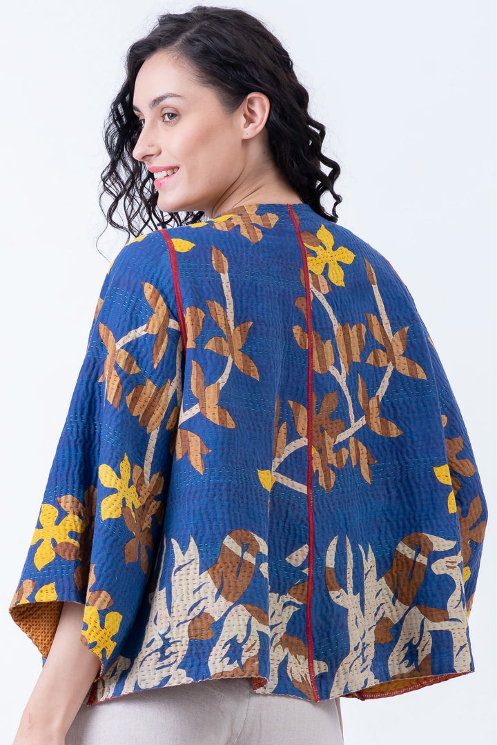 VINTAGE COTTON KANTHA BELL SHAPE JKT - cv4048-0048a -
