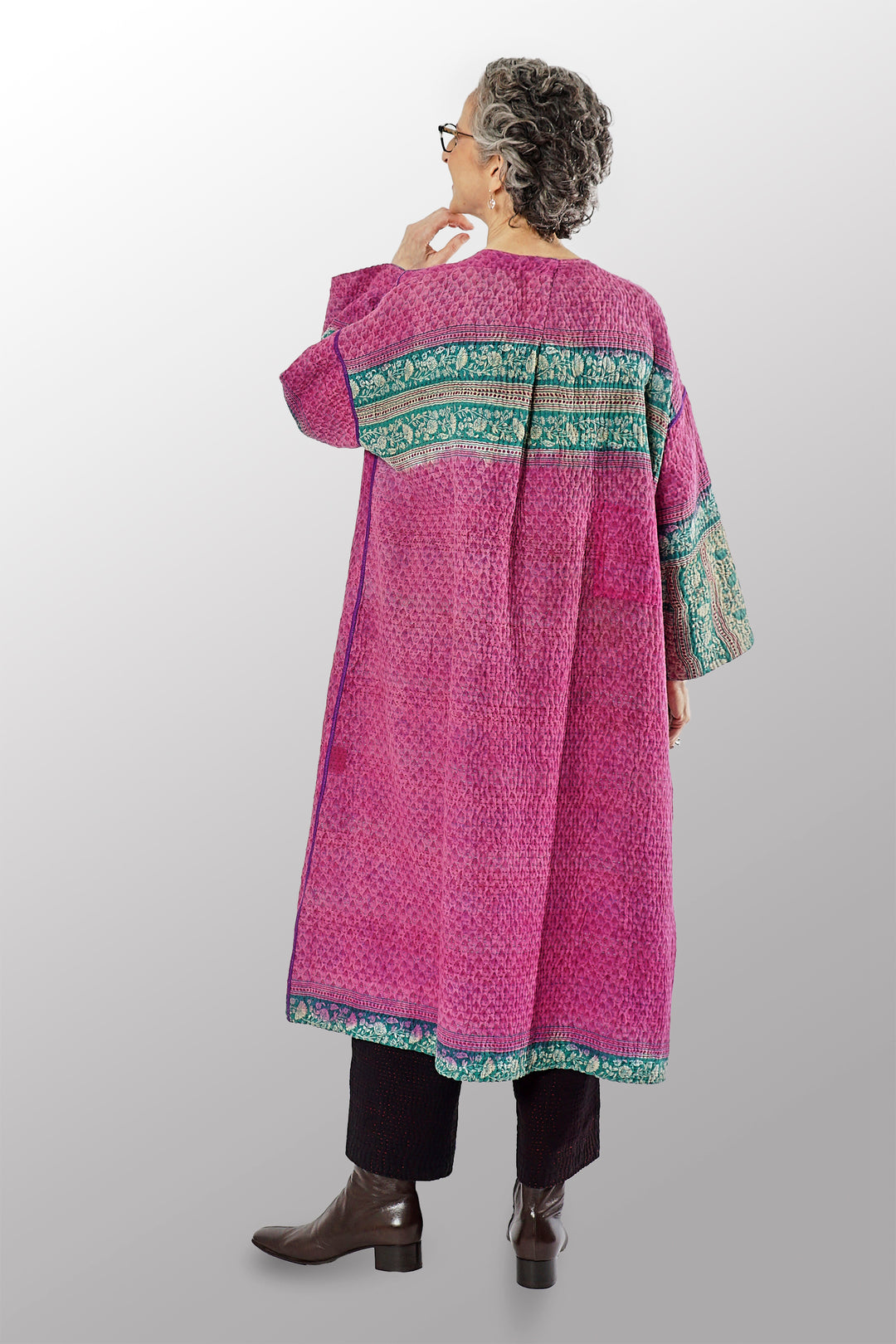 COTTON OVER DYE KANTHA LONG DUSTER - ov4328-ctel001a -