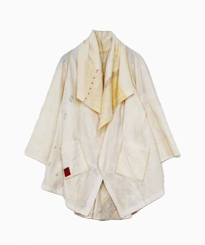 FRAYED PATCH KANTHA CIRCULAR LONG JKT - fi2009-ivy -