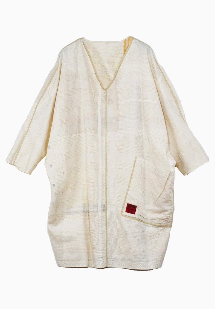 FRAYED PATCH KANTHA DOLMAN SLV. DRESS - fi2410-ivy -