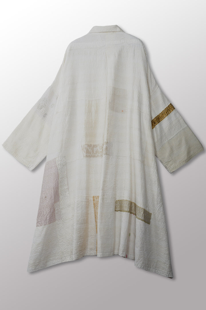 FRAYED PATCH KANTHA OVERSIZE DRESS - fi2432-ivy -