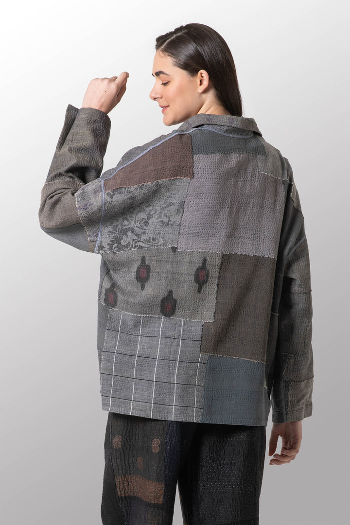 FRAYED PATCH KANTHA CAMP SHIRT - fi2525-ntl -