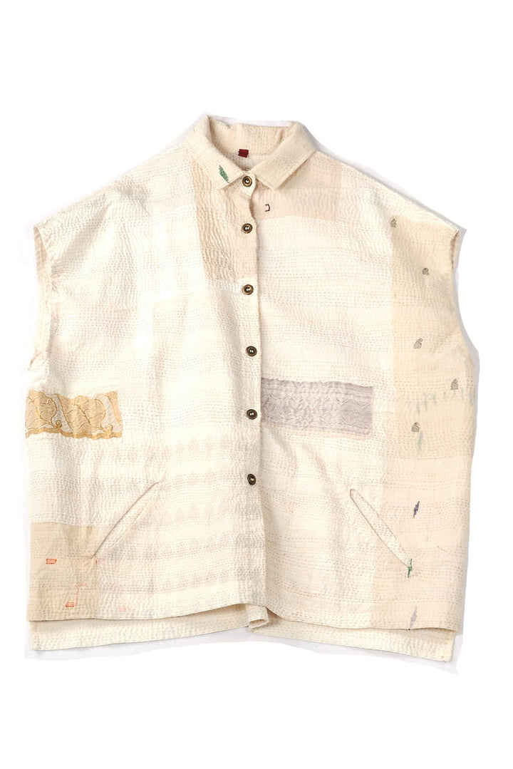 FRAYED PATCH KANTHA CAP SLV. SHIRT - fi2530-ivy -