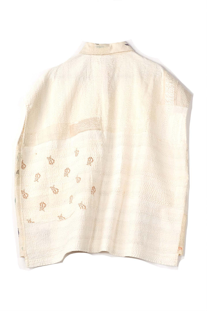 FRAYED PATCH KANTHA CAP SLV. SHIRT - fi2530-ivy -