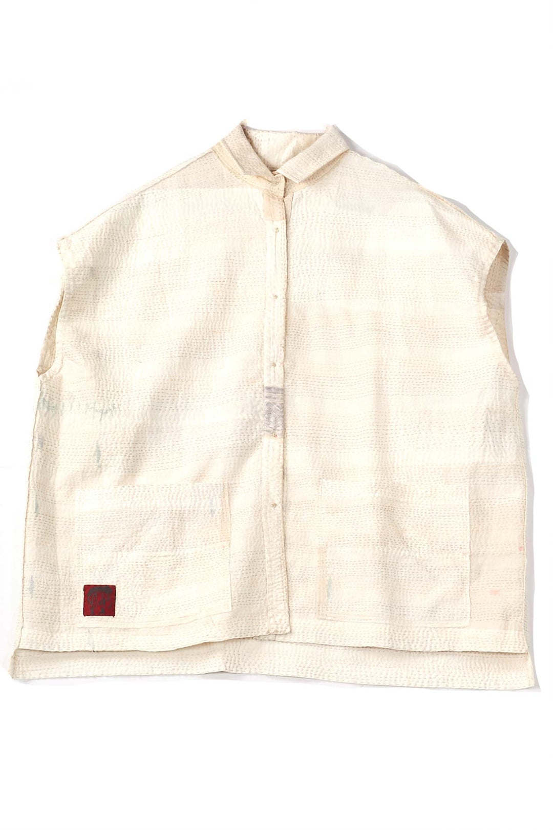 FRAYED PATCH KANTHA CAP SLV. SHIRT - fi2530-ivy -