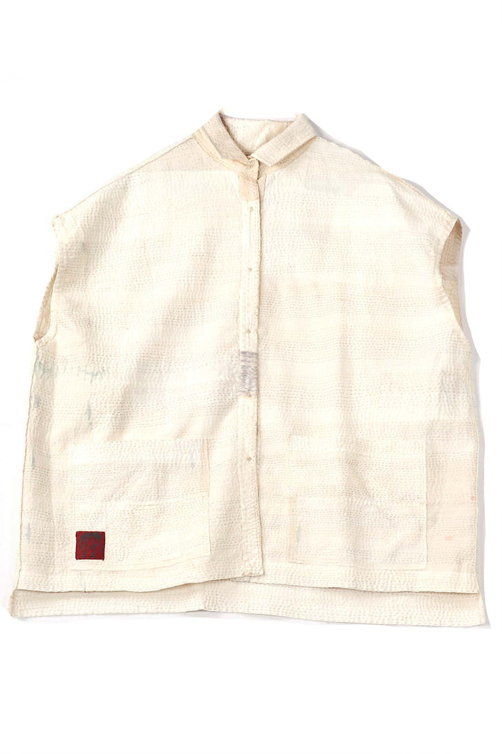 FRAYED PATCH KANTHA CAP SLV. SHIRT - fi2530-ivy -