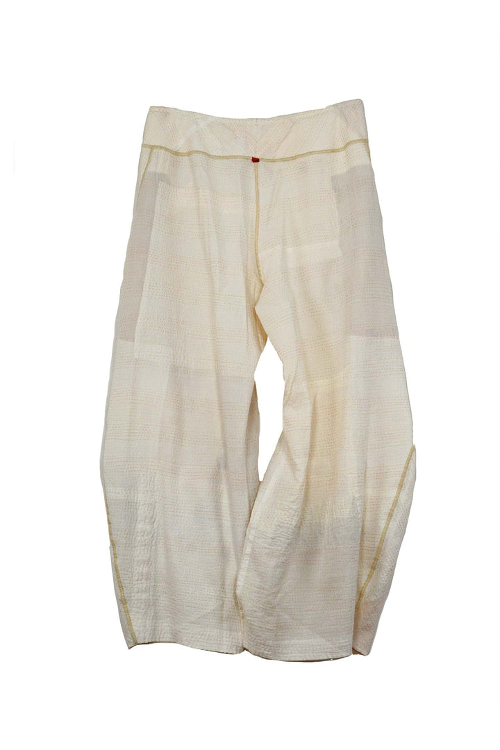FRAYED PATCH KANTHA KNEE TUCKED PANTS - fi2625-ivy -