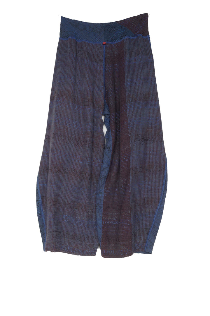 FRAYED PATCH KANTHA KNEE TUCKED PANTS - fi2625-nvy -