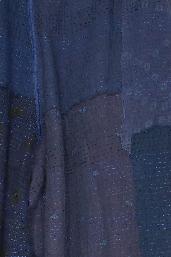 FRAYED PATCH KANTHA KNEE TUCKED PANTS - fi2625-nvy -