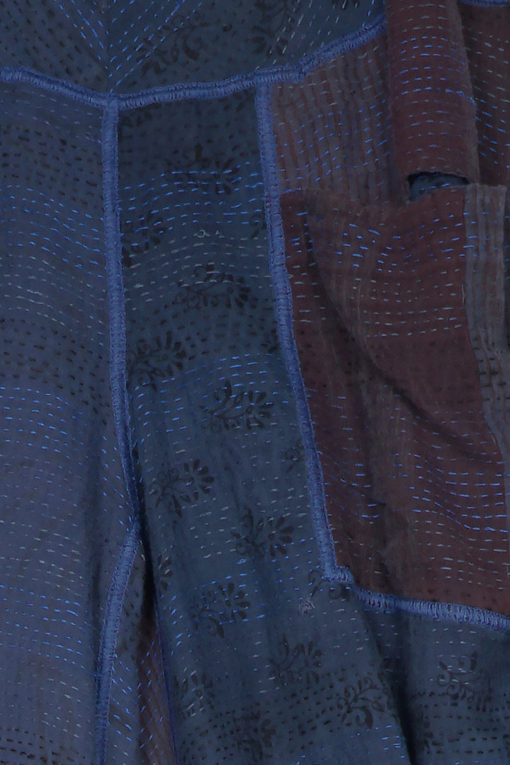 FRAYED PATCH KANTHA KNEE TUCKED PANTS - fi2625-nvy -