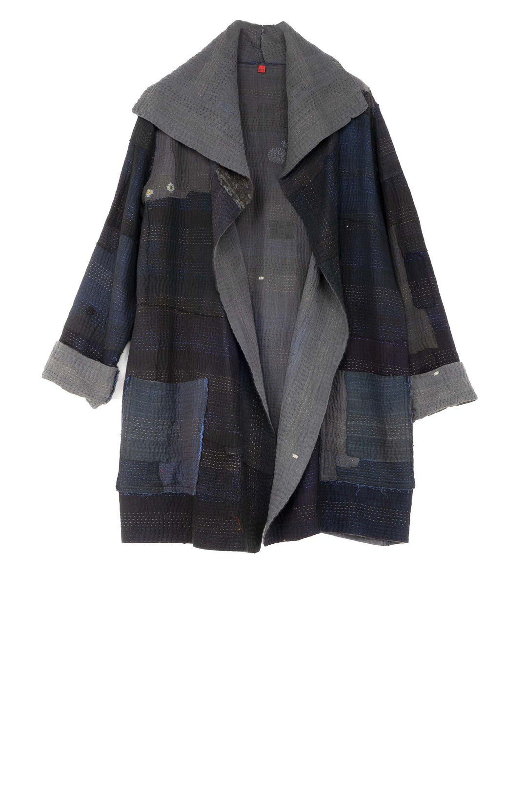 FRAYED PATCH KANTHA POCKET JKT - fi4002-blk -