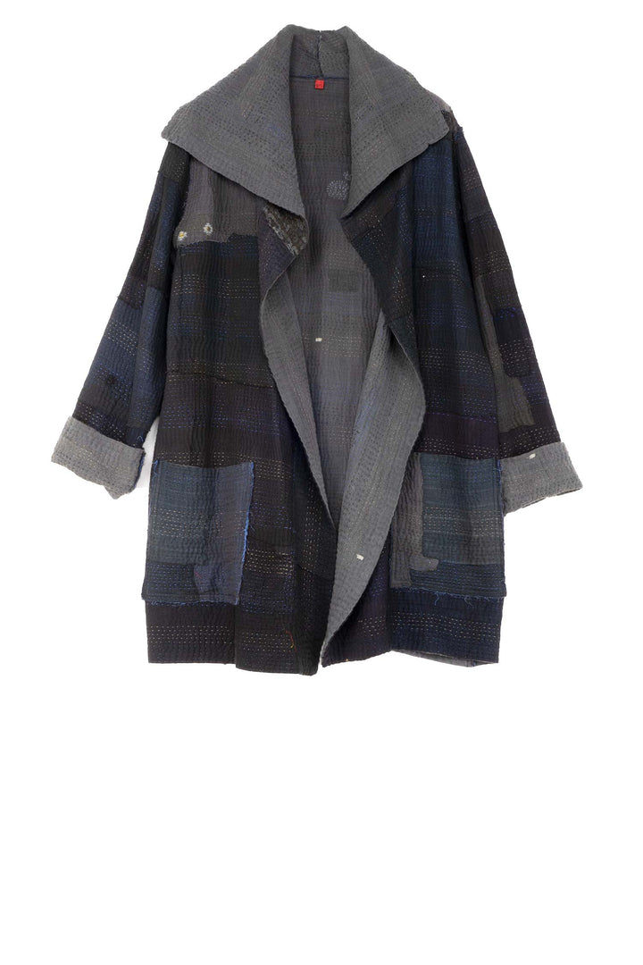 FRAYED PATCH KANTHA POCKET JKT - fi4002-blk -