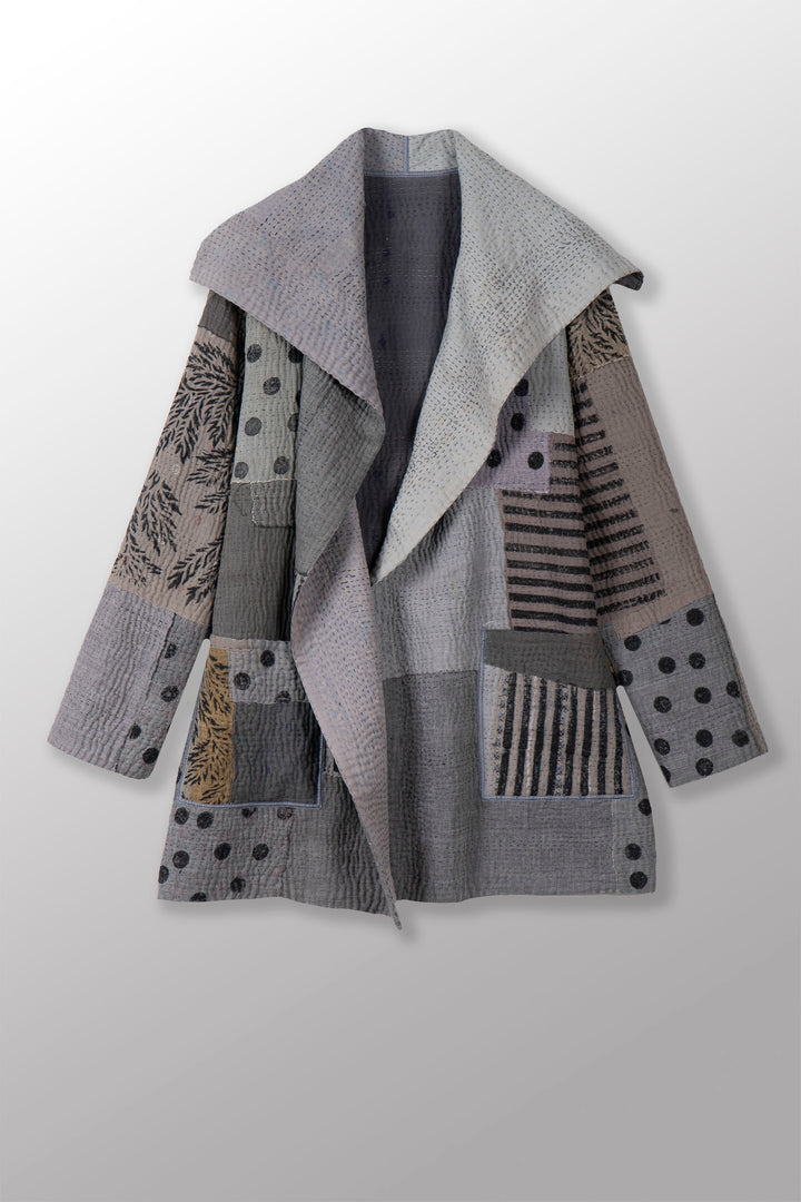 FRAYED PATCH KANTHA POCKET JKT - fi4002-gry -