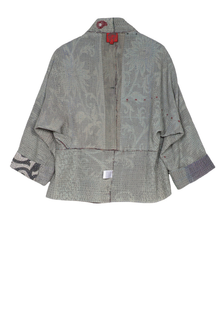 FRAYED PATCH KANTHA DOLMAN SHORT JKT - fi4015-gry -