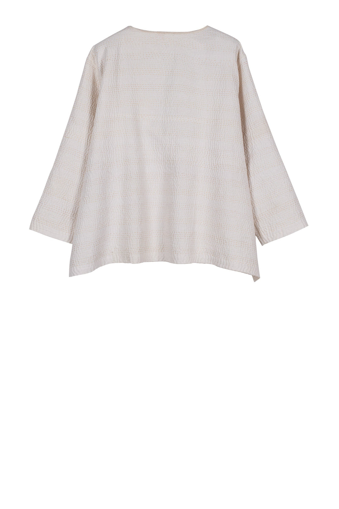 FRAYED PATCH KANTHA A-LINE SHORT JACKET - fi4019-ivy -