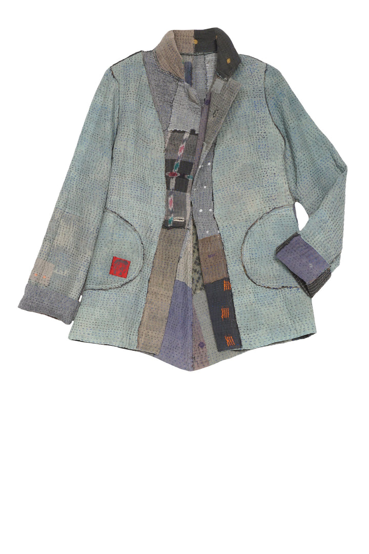 FRAYED PATCH KANTHA SIMPLE JKT - fi4022-gry-oldfab -