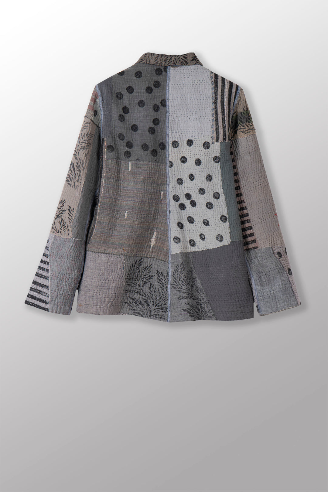FRAYED PATCH KANTHA SIMPLE JKT - fi4022-gry -