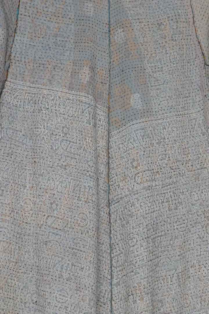 FRAYED PATCH KANTHA DRAPE COLLAR JKT - fi4037-gry -