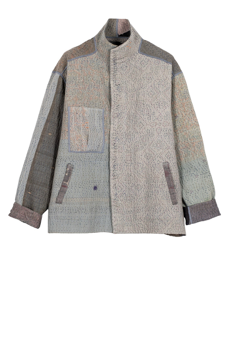 FRAYED PATCH KANTHA MEN'S BLOUSON - fi4040-glk -