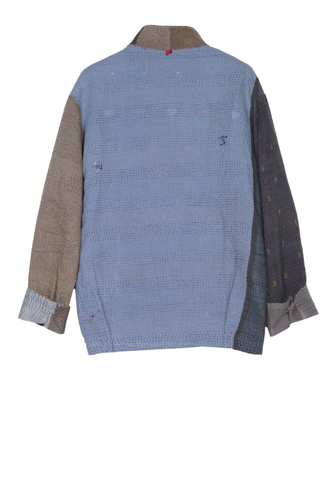 FRAYED PATCH KANTHA MEN'S BLOUSON - fi4040-gry -