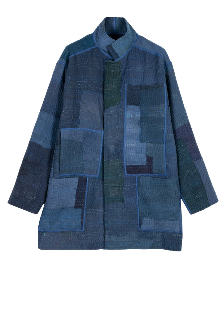 FRAYED PATCH KANTHA MEN'S JKT - fi4041-nvy -