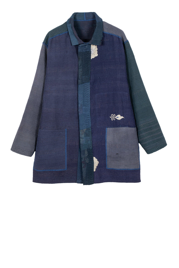 FRAYED PATCH KANTHA MEN'S JKT - fi4041-nvy -