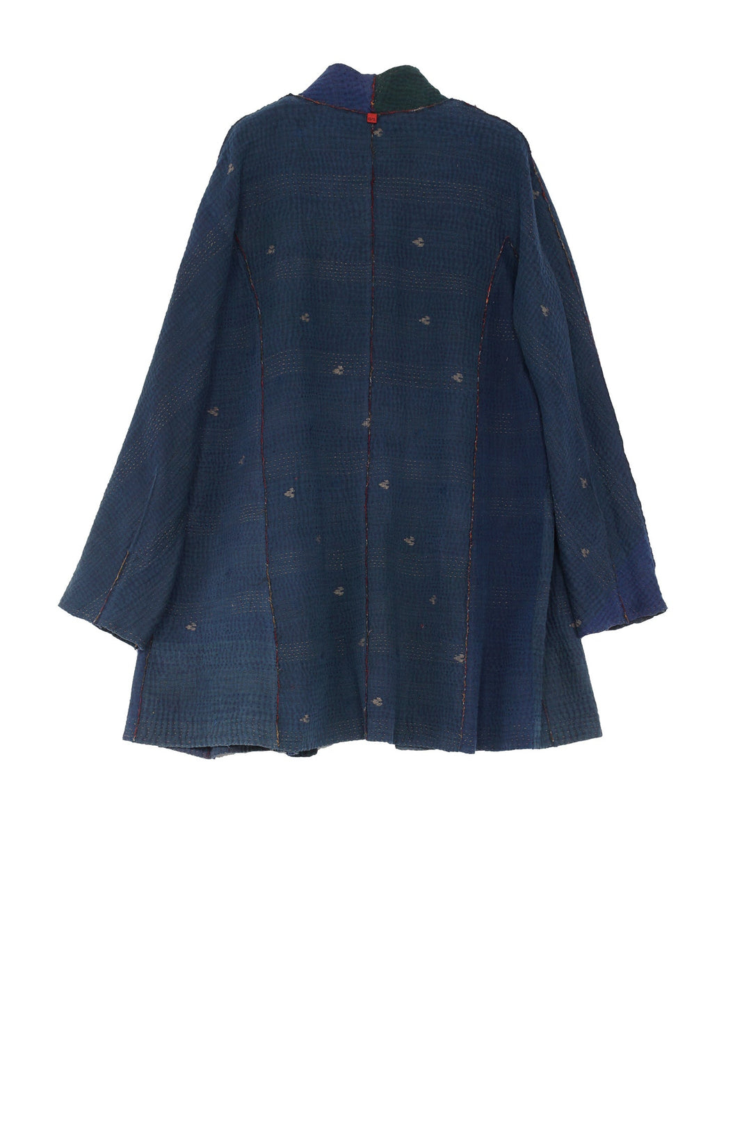 FRAYED PATCH KANTHA HIGH-NECK TOPPER - fi4045-nvy -