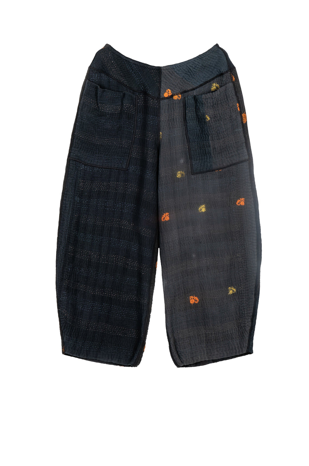 FRAYED PATCH KANTHA LANTERN PANTS - fi4634-blk -