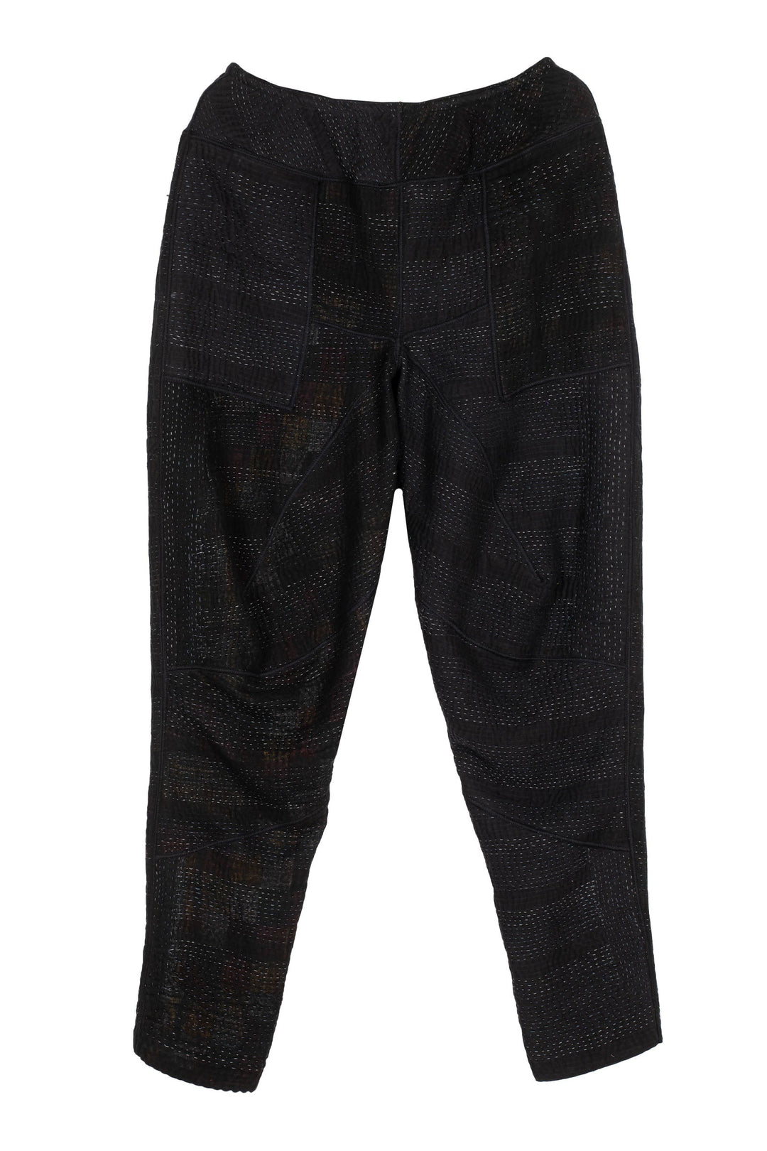 FRAYED PATCH KANTHA SHAPED YAMAHA PANTS - fi4638-blk -