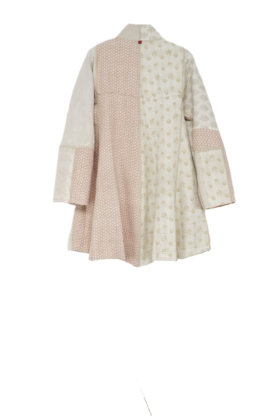 FRAYED PATCH MIX KANTHA FLARE LONG JKT - fm4021-ivy -