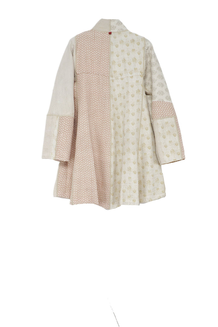 FRAYED PATCH MIX KANTHA FLARE LONG JKT - fm4021-ivy -
