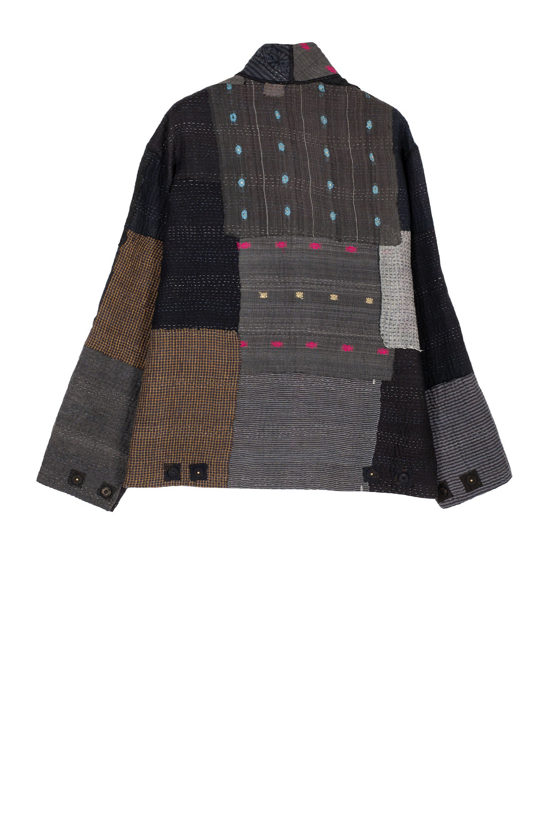 FRAYED PATCH MIX KANTHA MEN'S BLOUSON - fm4040-blk -