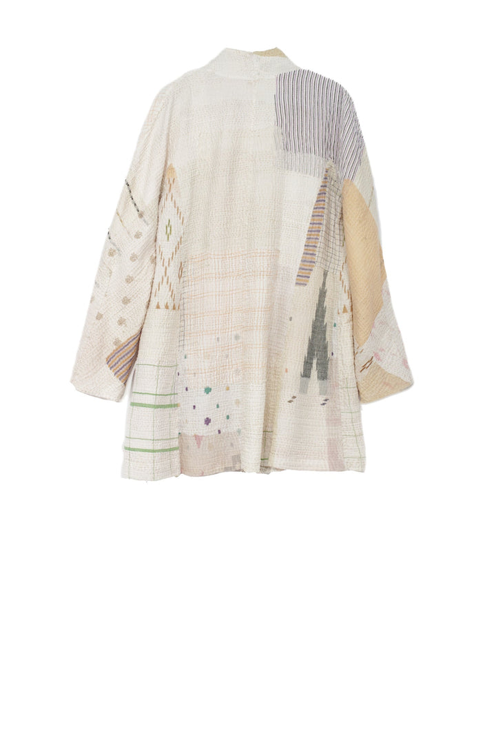 FRAYED PATCH MIX KANTHA HIGH-NECK TOPPER - fm4045-ivy -