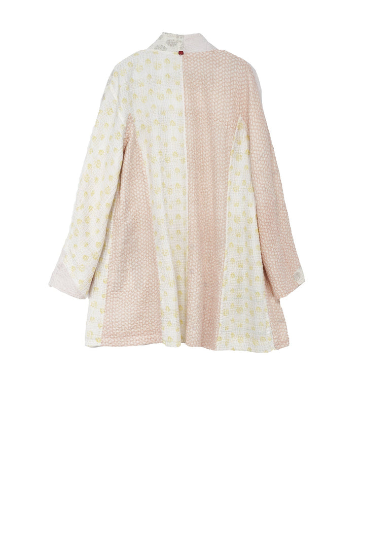 FRAYED PATCH MIX KANTHA HIGH-NECK TOPPER - fm4045-ivy -