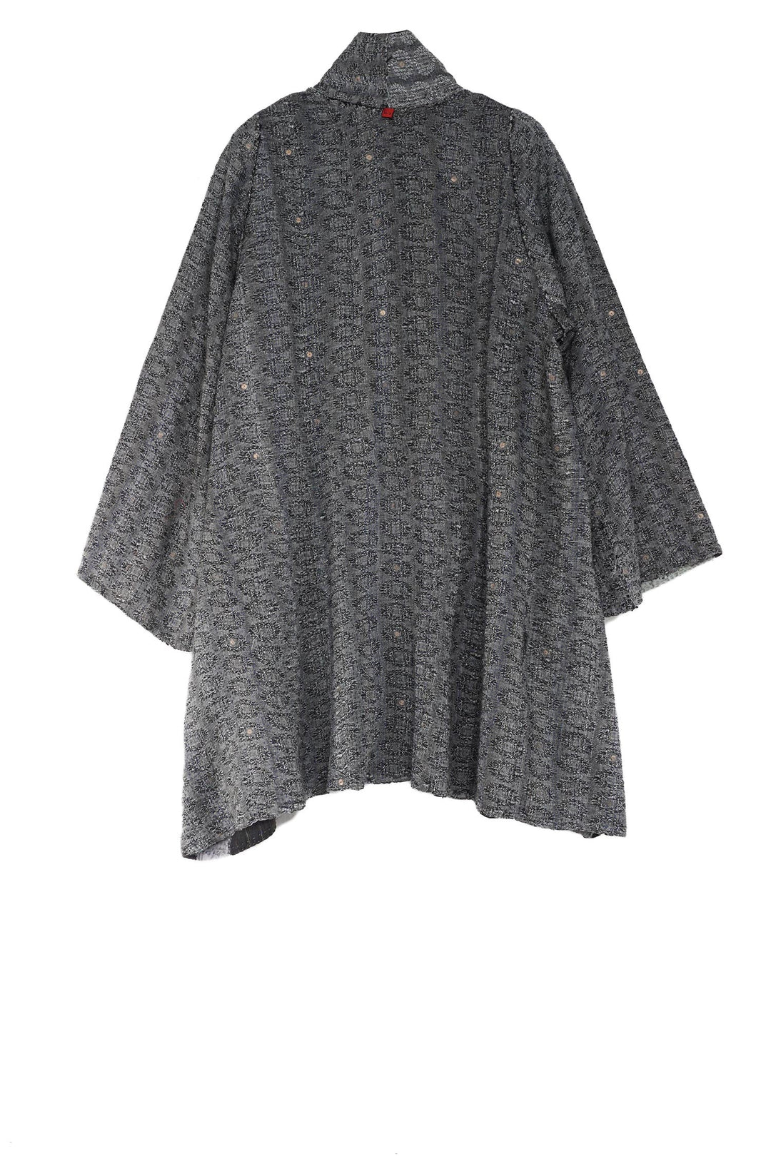 STRIPE FRAYED & HANDWOVEN KANTHA A-LINE JKT - ft2003-blk -
