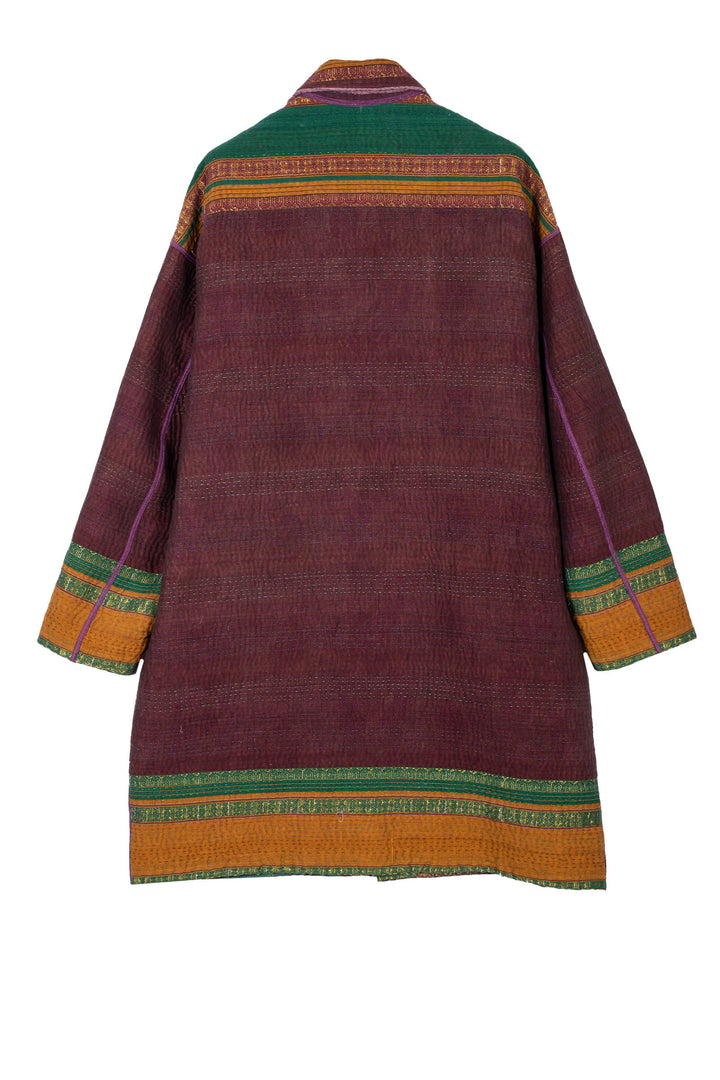 WOVEN VINTAGE COTTON KANTHA LONG LINE JACKET - fw4059-5001s -