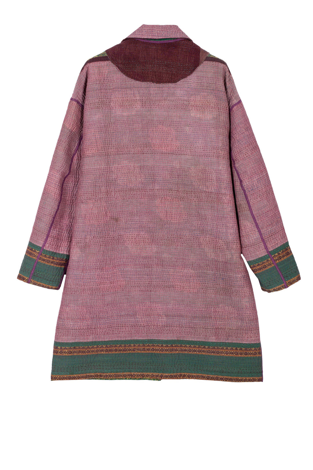 WOVEN VINTAGE COTTON KANTHA LONG LINE JACKET - fw4059-5001s -