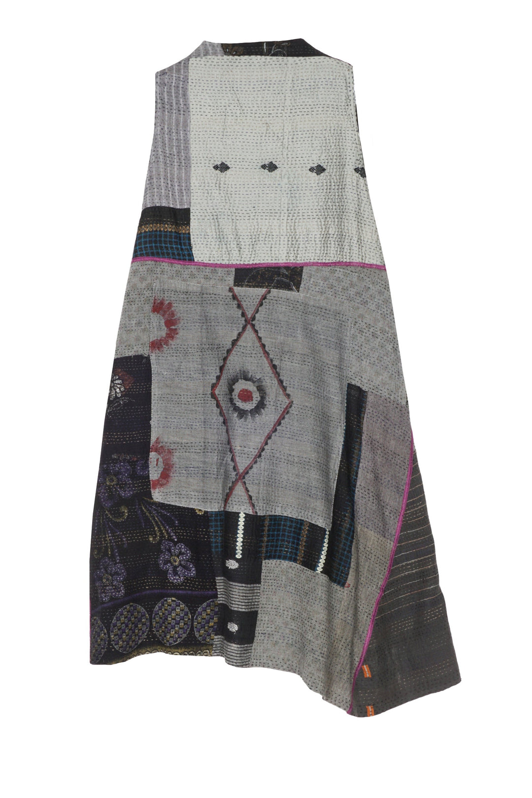 HAND PAINTED RALLI KANTHA WRAP VEST - gp2213-gry -
