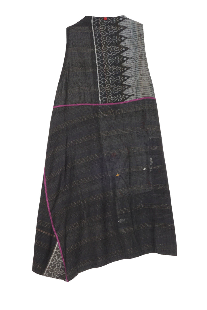 HAND PAINTED RALLI KANTHA WRAP VEST - gp2213-gry -