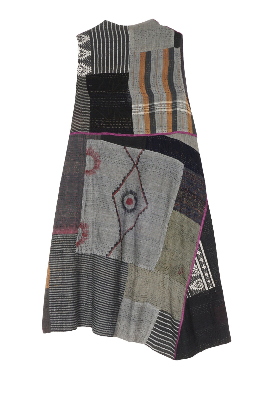 HAND PAINTED RALLI KANTHA WRAP VEST - gp2213-gry -
