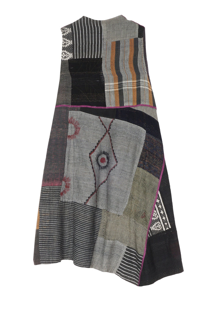 HAND PAINTED RALLI KANTHA WRAP VEST - gp2213-gry -