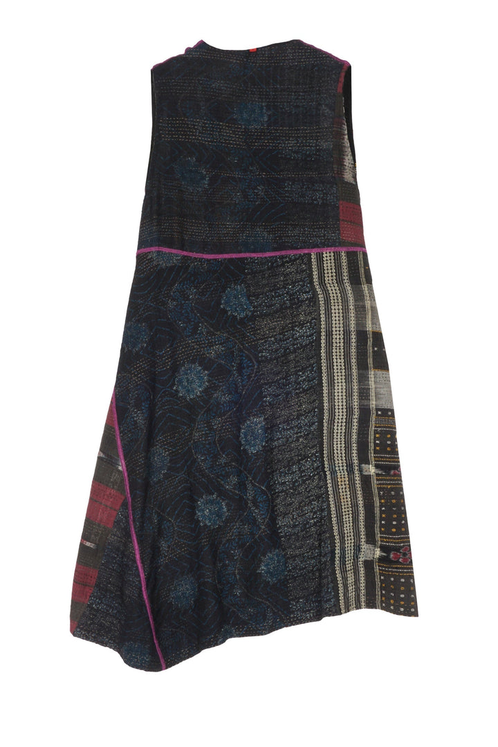 HAND PAINTED RALLI KANTHA WRAP VEST - gp2213-gry -