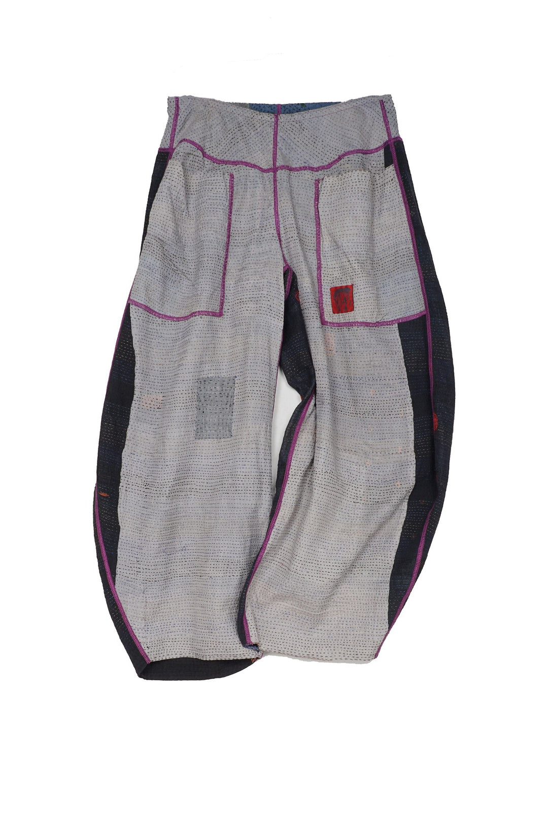 HAND PAINTED RALLI KANTHA HAREM PANTS - gp2605-gry -