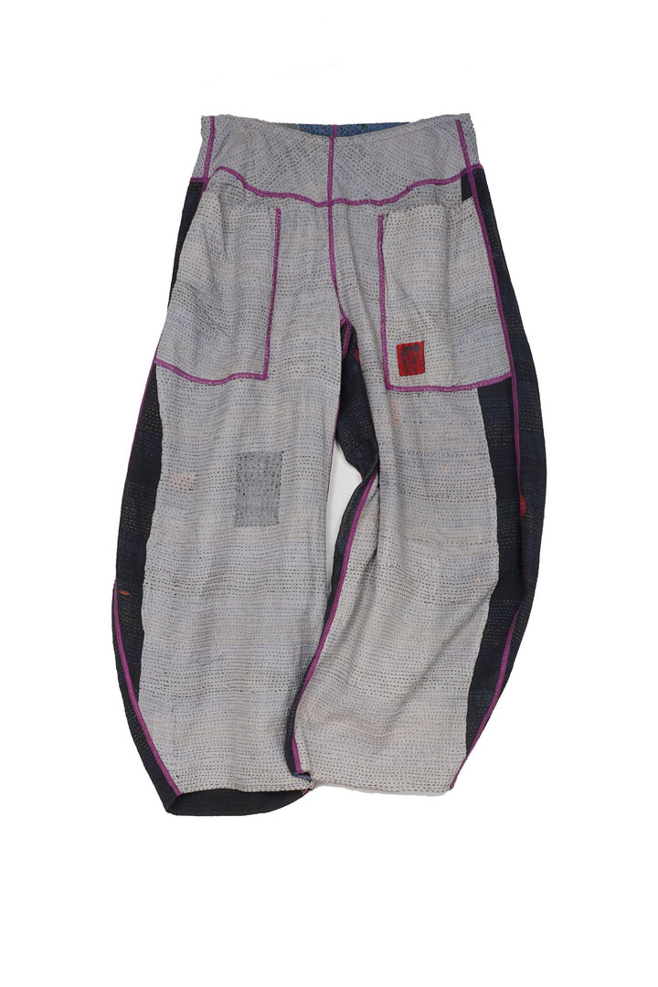 HAND PAINTED RALLI KANTHA HAREM PANTS - gp2605-gry -
