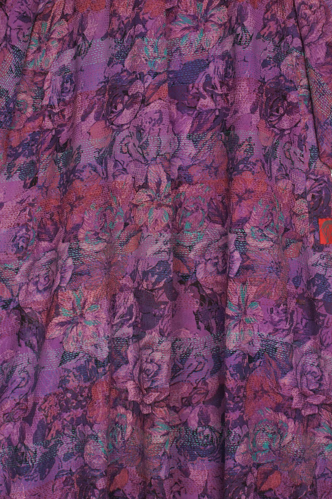 GEORGETTE VINTAGE SILK PATCH KANTHA KIMONO MAXI - gs2318-prp -